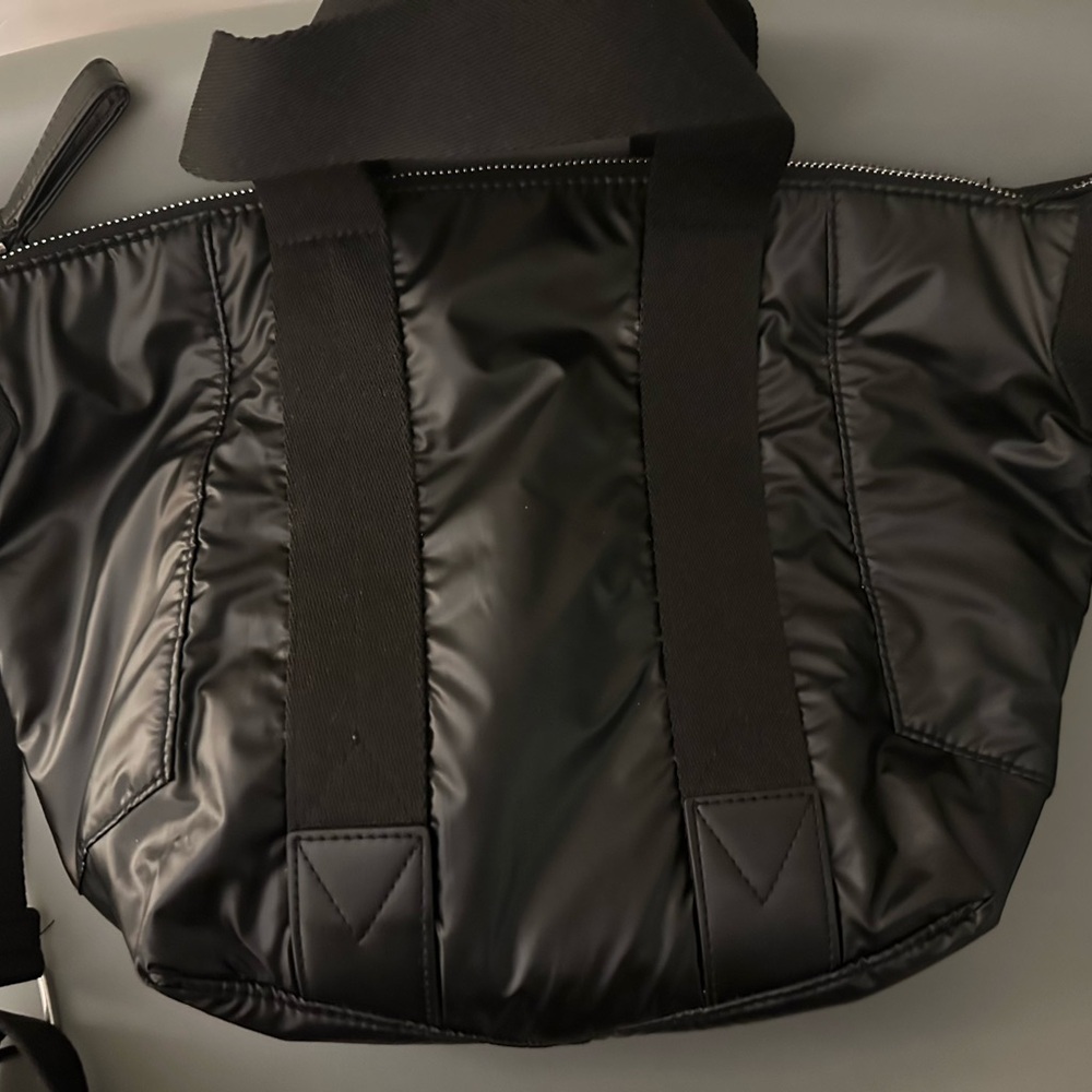 Zara Technical Fabric Midi Tote Bag Handles Crossbody Strap Black - Picture 2 of 6